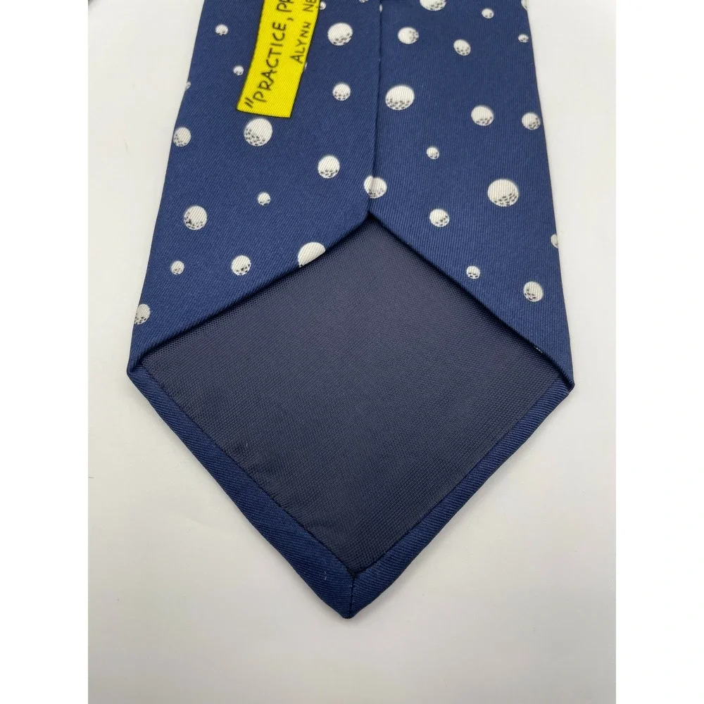 Alynn Neckwear Mens Vintage 1993 Golf Silk Tie Navy Blue Practice Novelty Sport